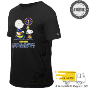 Denver Nuggets basketball Peanuts Snoopy cartoon T shirt black